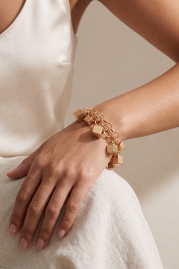 Golden Cube Link Bracelet