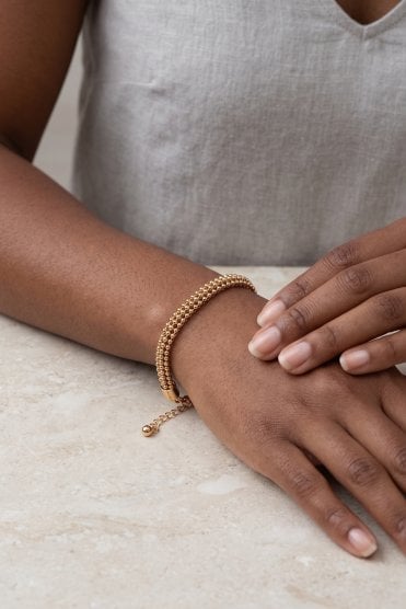 Golden Cylinder Ball Chain Bracelet