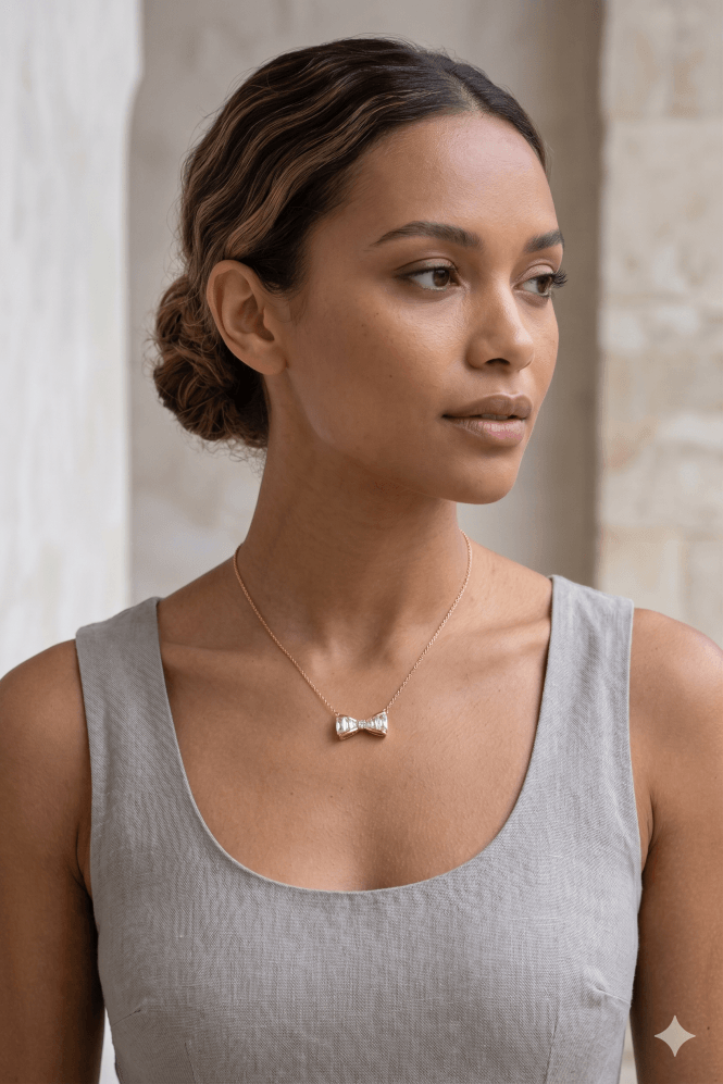 Majique London Golden Elegance Bow Necklace