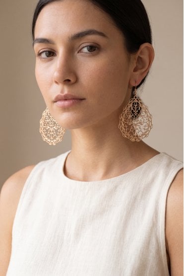 Golden Filigree Drop Earring
