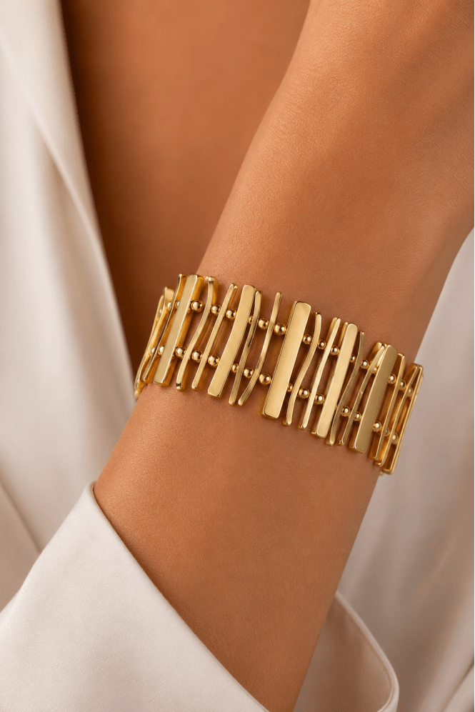Majique London Golden Flex Bar Bracelet