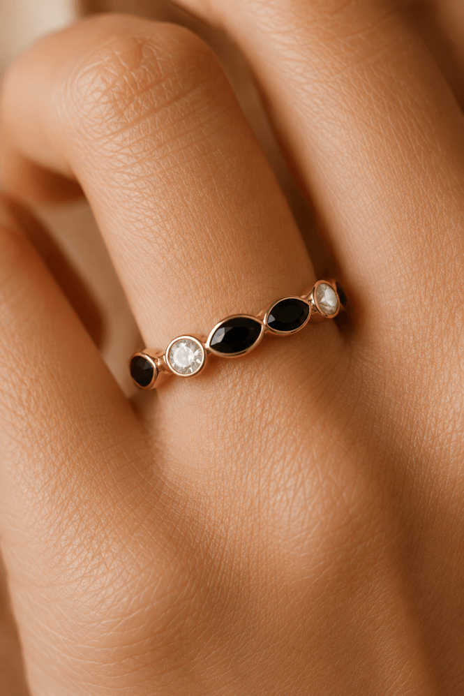 Majique London Golden Glam Oval Ring