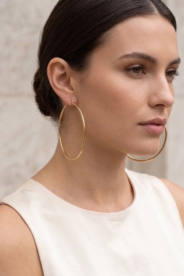 Golden Glow Round Hoop Earring