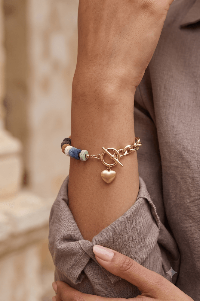 Majique London Golden Heart Charm Bracelet