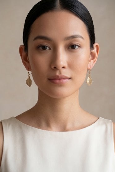 Golden Leaf Drop Earring