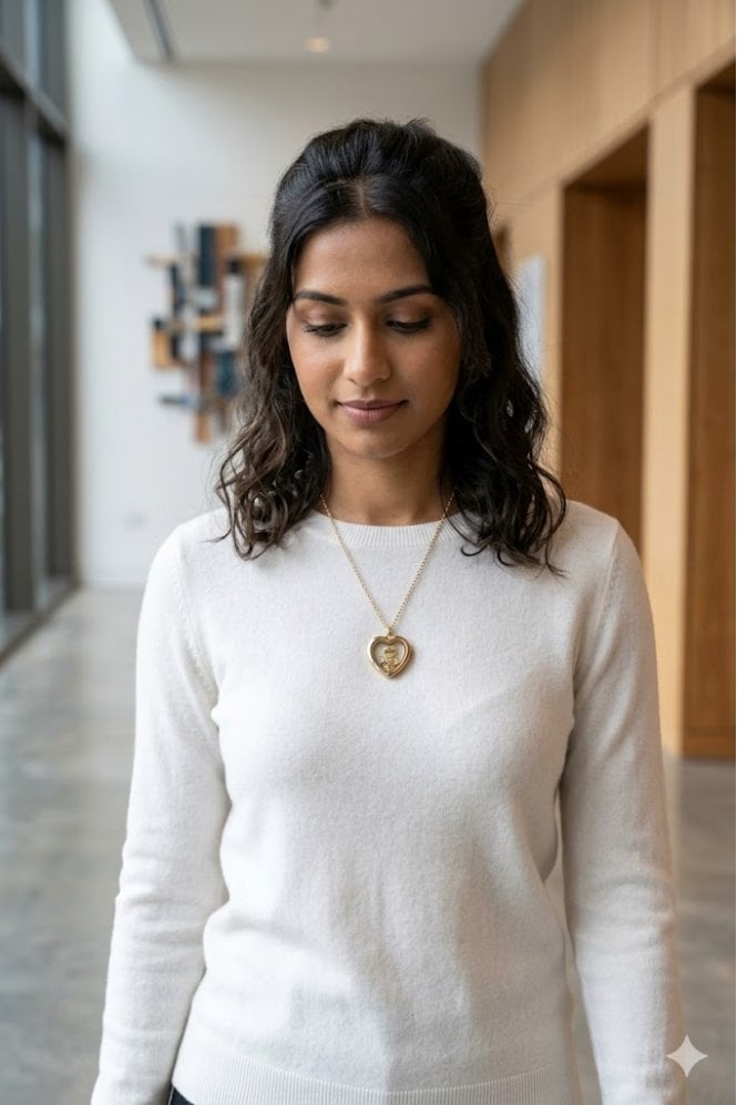 Majique London Golden Love Heart Pendant Necklace