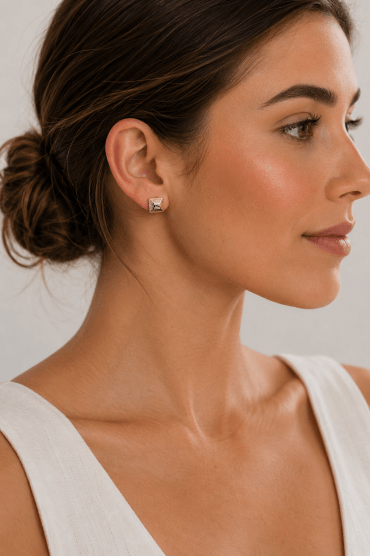 Golden Sand Square Stud Earring