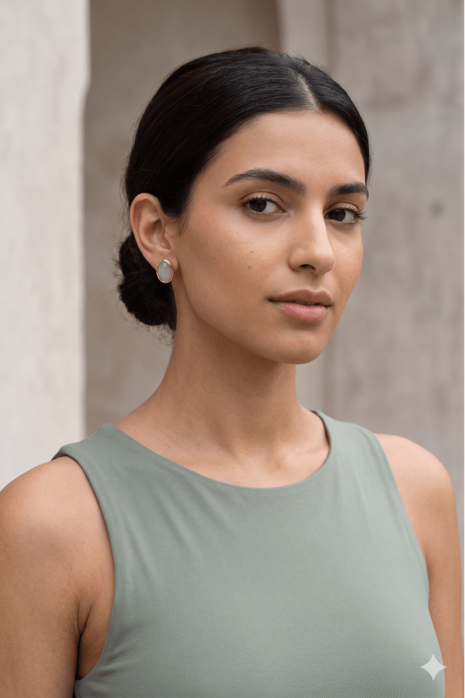 Majique London Golden Sky Oval Stud Earring