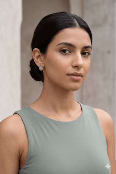 Golden Sky Oval Stud Earring
