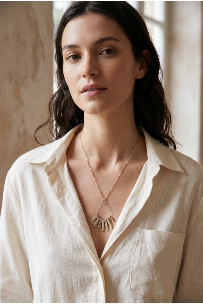 Majique London Golden Triple Tone Bar Necklace