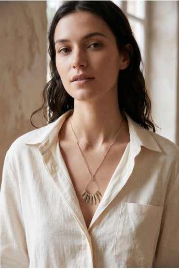 Golden Triple Tone Bar Necklace