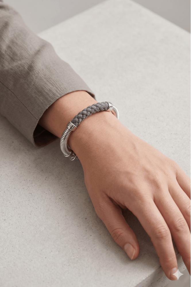 Majique London Grey Luxe Cord Bracelet
