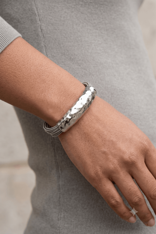 Majique London Hammered Bar Spring Magnetic Wrap Bracelet