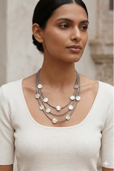 Hammered Coin Leather Necklace