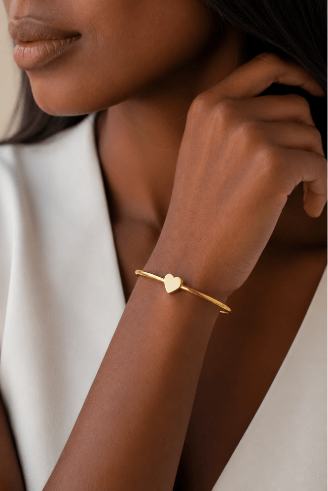 Majique London Heartfelt Embrace Fusion Wire Bangle With Heart