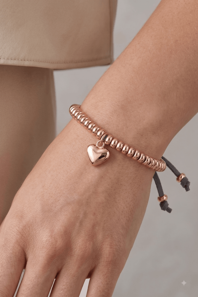 Majique London Heartfelt Grey Suede Bead Bracelet