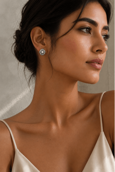 Hematite Crystal Spark Post Earring