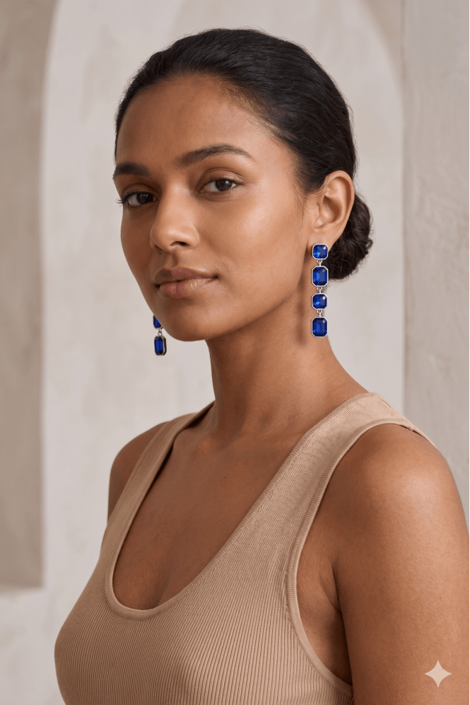 Majique London Indulge In Glamour With Four Drop Stone Post Earring