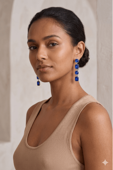 Indulge In Glamour With Four Drop Stone Post Earring