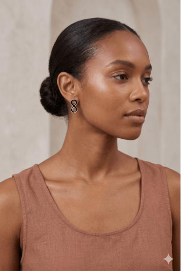 Infinity Black Epoxy Stud Earring