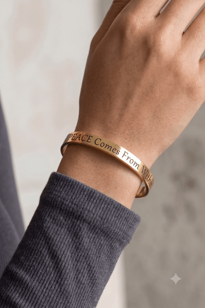 Majique London Inner Peace Gold Message Bangle