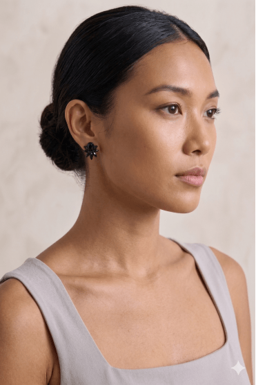 Jet Black Glam Post Earring