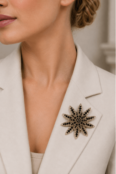 Jet Bloom Luxe Brooch