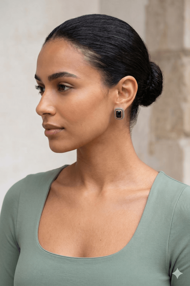 Majique London JetRhode Chic Stud Earring