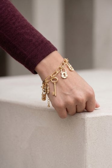 Keyed Charm Link Bracelet