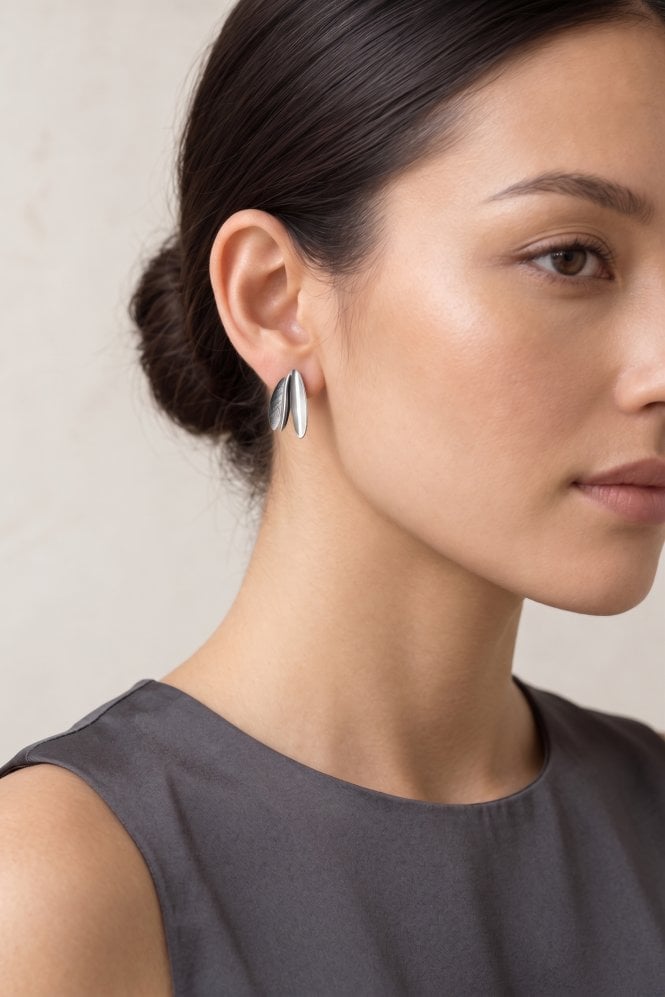 Majique London Leaf Duo Drop Earring