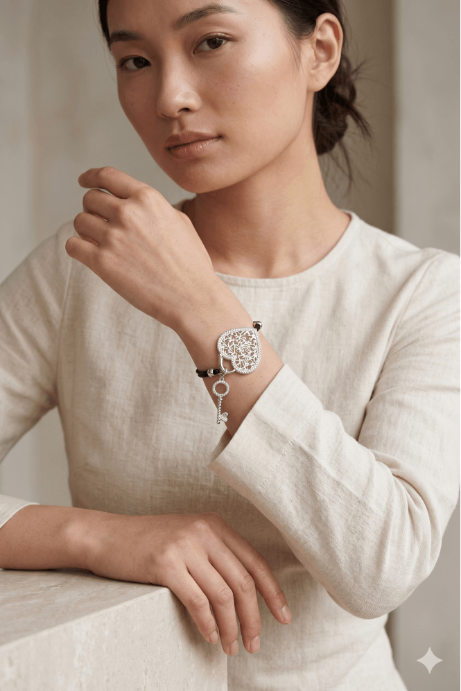 Majique London Love Key Charm Cord Bracelet
