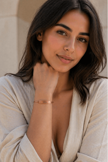 Love Plate Hammered Bracelet