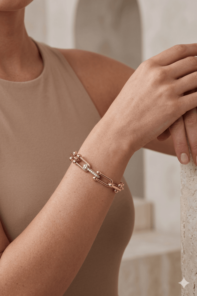 Majique London Luminescent Link Elegance Bracelet With Single Crystal Embellished Paper Clip