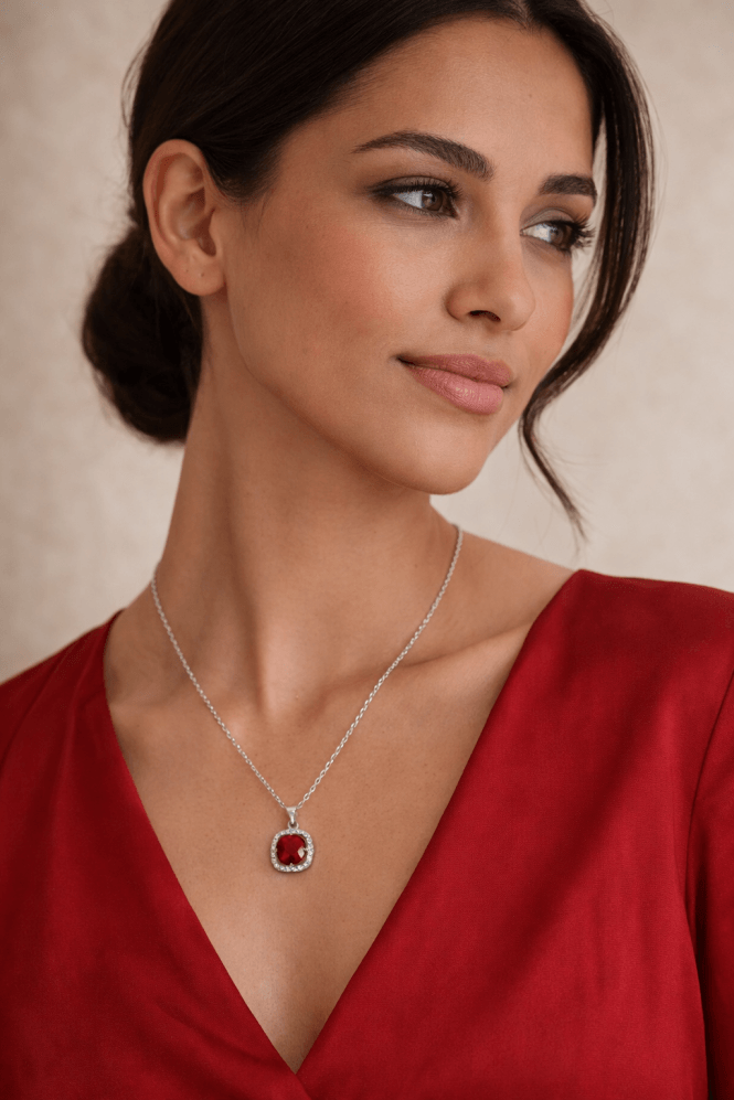 Majique London Luminous Square Radiance Silver Strand Necklace With Cubic Zirconia Brilliance