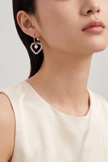 Lustrous Heart Pearl Drop Earring