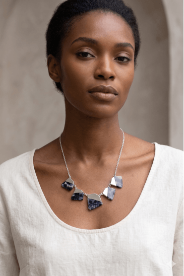 Luxe Acrylic Stone Silver Necklace