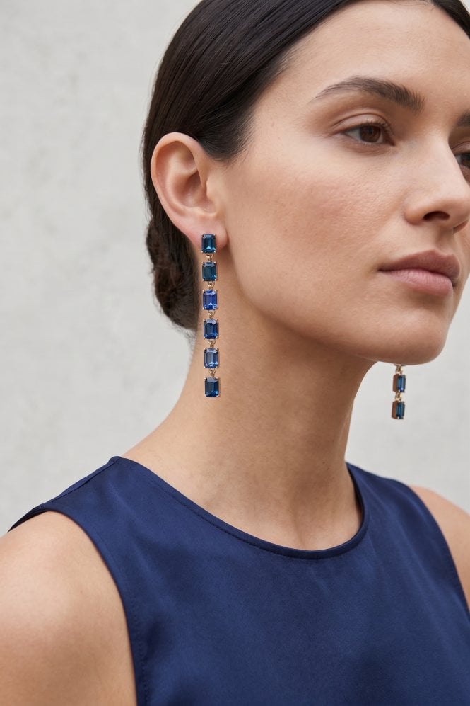 Majique London Luxe Azure Radiance Fusion Gold Plated Post Earring