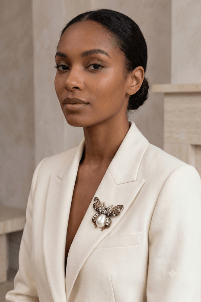 Majique London Luxe Bee Pearl Brooch