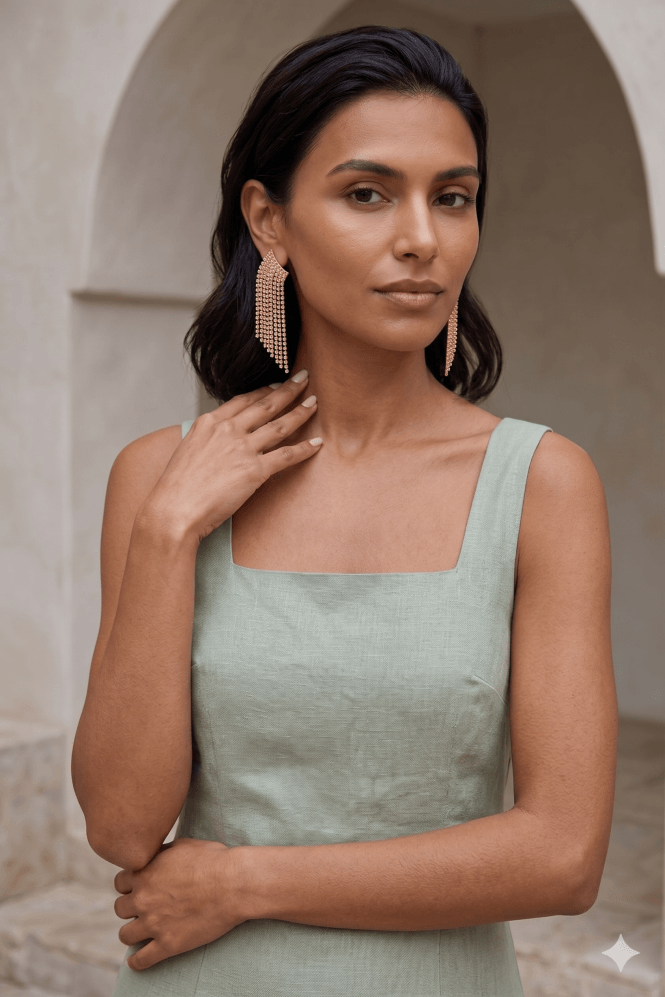 Majique London Luxe Crystal Tassel Ear Cuff Earring