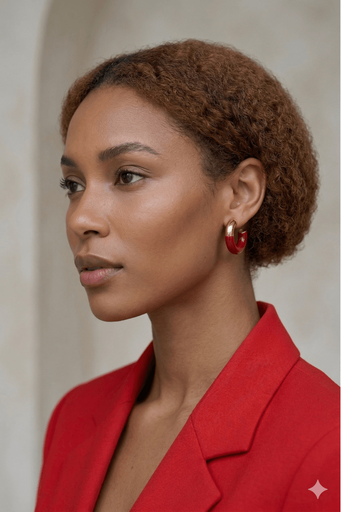 Majique London Luxe Fusion Enamel Accent Hoop Earring