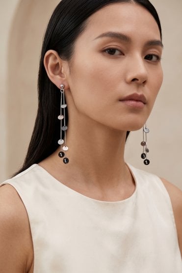 Luxe Fusion Radiance 3 Tone Coin Drop Post Earring