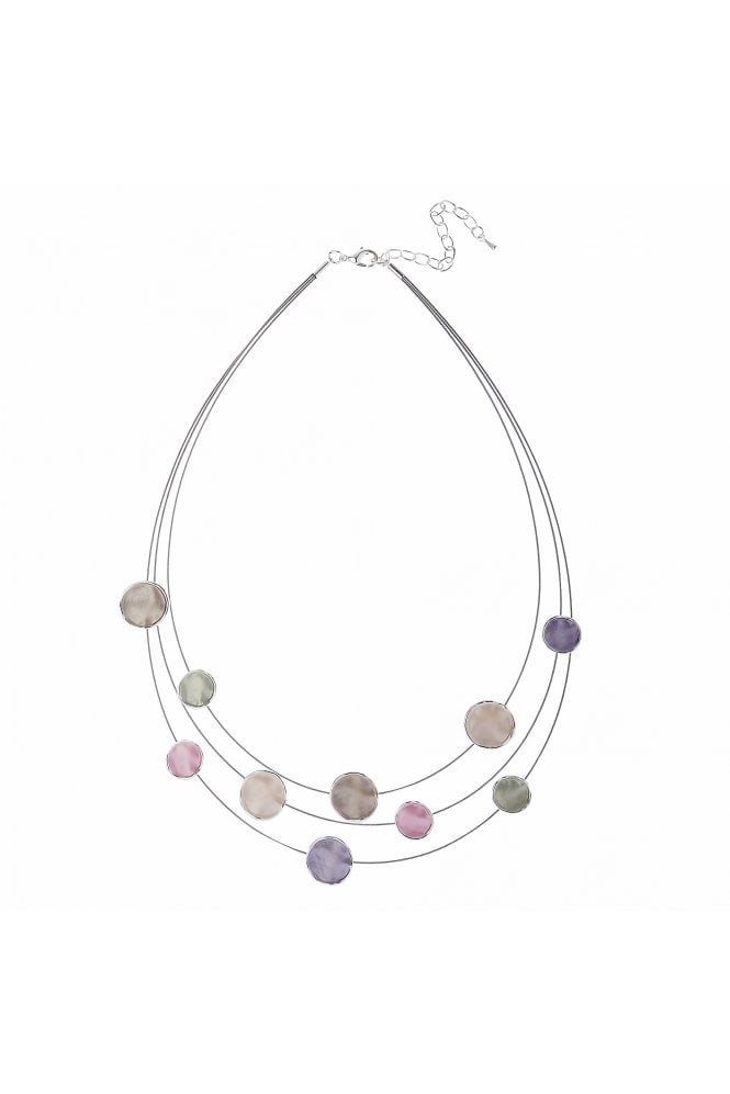 Majique London Luxe Fusion Radiance Silver Layered Cable Wire Necklace With Multicolour Enamel Round Coins