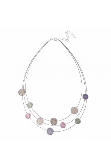 Luxe Fusion Radiance Silver Layered Cable Wire Necklace With Multicolour Enamel Round Coins