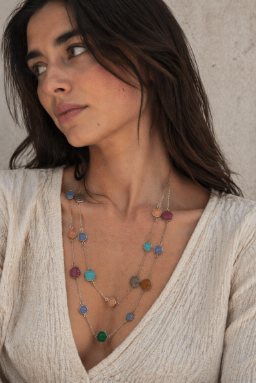 Luxe Gold Fusion Multicolour Dual Row Necklace