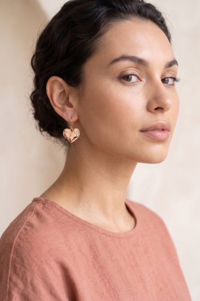 Majique London Luxe Hammered Heart Drop Earring