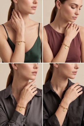 Luxe Identity Link 14K Gold Bracelet Featuring Initial Disc