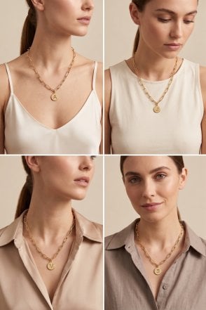 Luxe Identity Link 14K Gold Necklace Featuring Initial Disc