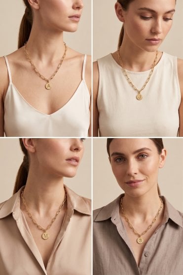 Luxe Identity Link 14K Gold Necklace Featuring Initial Disc