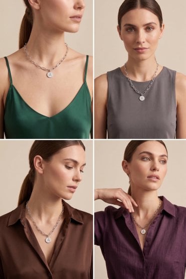 Luxe Identity Link Shiny Silver Necklace Featuring Initial Disc