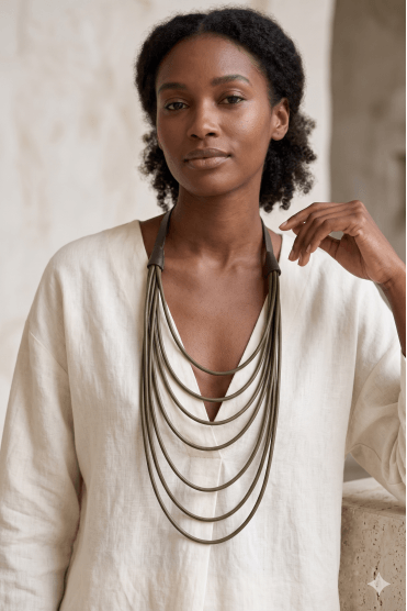 Luxe Khaki Green Long Necklace
